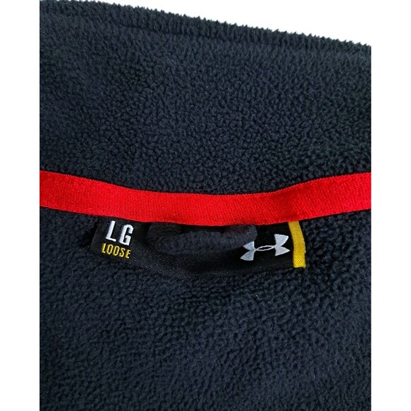 Under Armour Men's Large Black Red Fleece Pullover 1/4 Zip Run Gym Sweater - Picture 3 of 8
